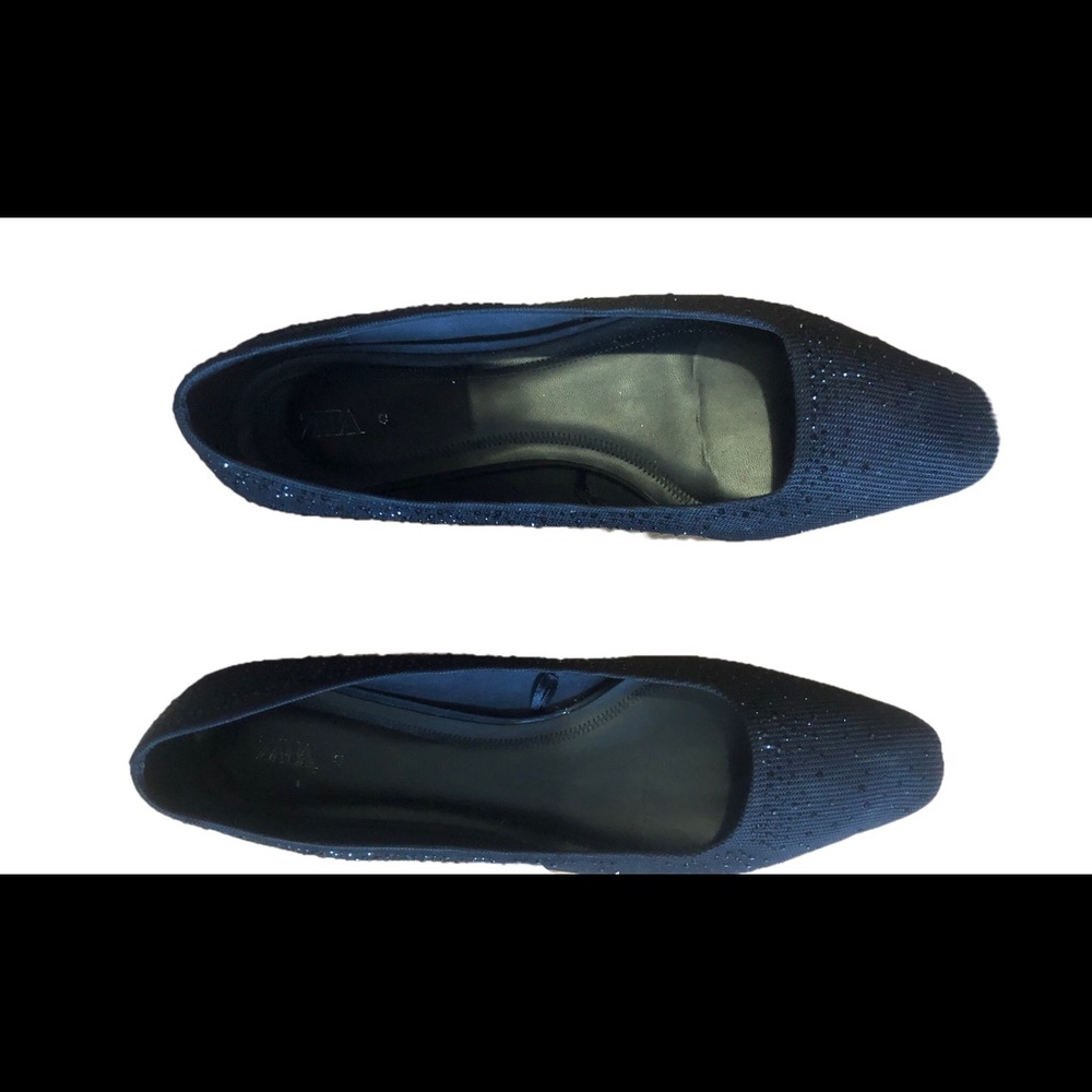 ZARA Shiny ballet Flats Black 11/42 - Picture 4 of 5